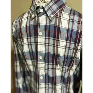 J Crew Mens Shirtings Classic fit  Button Up Shirt Plaid Size Large 100% Cotton